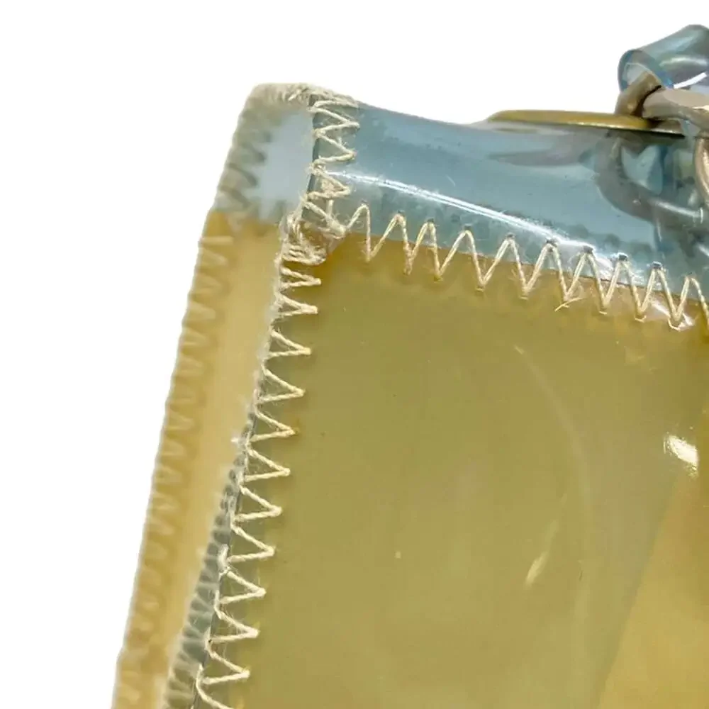 Chanel Chocolate Bar Shoulder Bag Clear Beige Light Blue